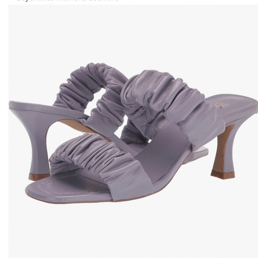 Seychelles heels sandals size 6.5 Lavender Ruched Leather Double Strap Slide new